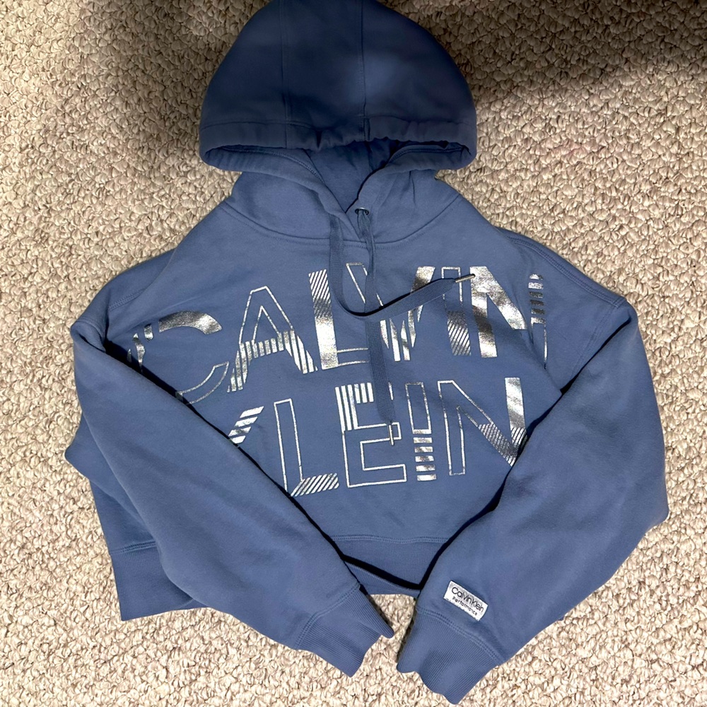 Calvin Klein cropped fleece hoodie size medium